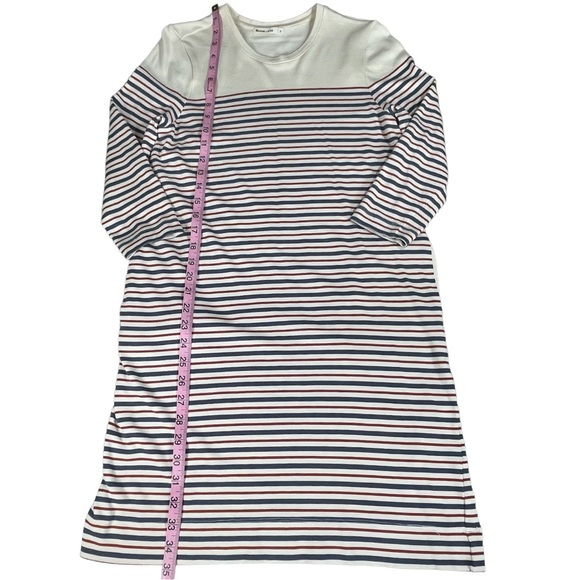 Marine Layer size small cream mini dress blue & red stripes 3/4 sleeve & pockets - Picture 13 of 16